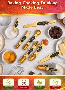 Set di Cucchiai Dosatori Magnetici con Potenti Magneti N45, Acciaio Inossidabile Resistente, Senza BPA, Set Multicolore di 8 Livellatori (Oro) - Product Image 2