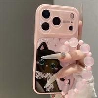 Étui pour iPhone 17 Pro Max rose 3D en forme de chat, très stylé, transformable, avec protection intégrale anti-chute en acrylique électroplaqué