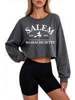 Sweat-shirt pour femme personnalisé OEM ODM à marque privée, style court, imprimé lettres, pour l'exportation, coupe généreuse et élégante