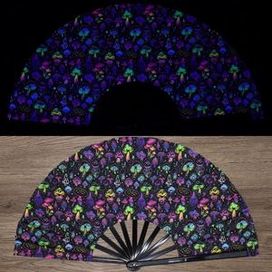 Grand éventail pliant Mushroom Rave pour femmes, artisanat holographique de style chinois traditionnel pour la décoration de la maison - Product Image 5