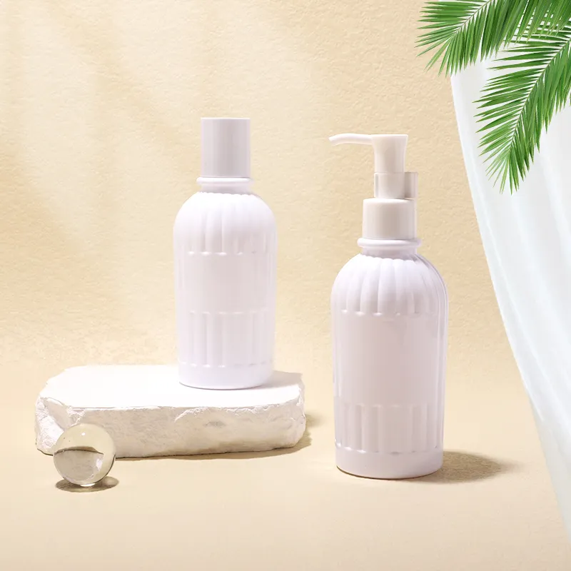 Geri dönüşümlü buzlu 250ml losyon pompa şişesi cilt bakımı duş şampuanı fantezi pompa şişesi Serum ambalaj