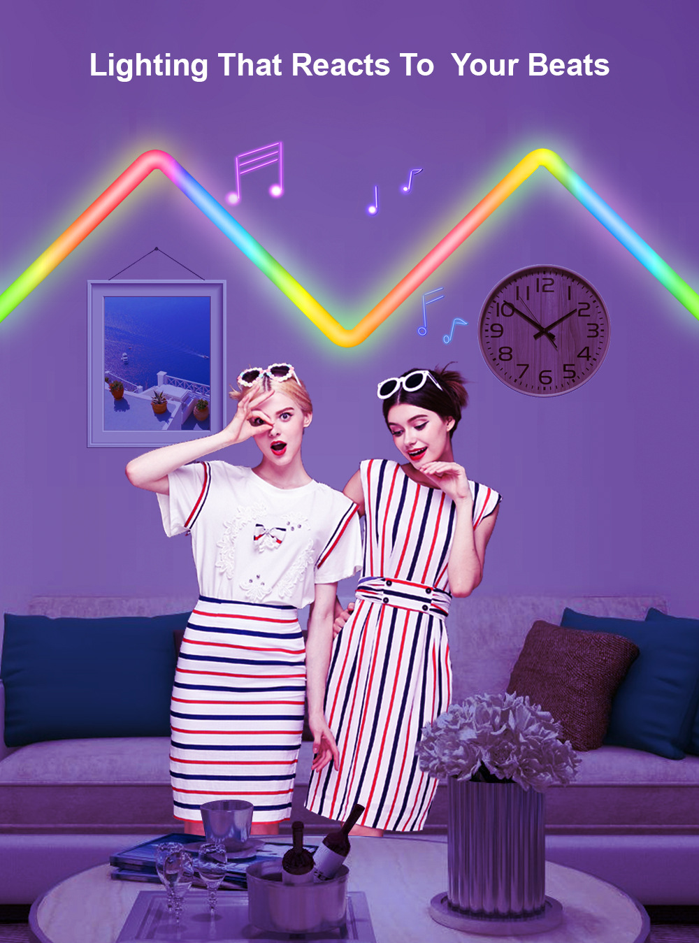 RSH Smart modern style voice control smart indoor home lighting wall music lights