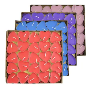 Bougies auriculaires colorées en forme de cœur, 50 pièces, pour thé, saint-valentin, vente en gros, avec fenêtre, boîte à cadeau