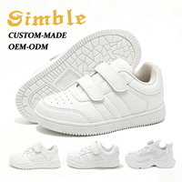 Chaussures décontractées blanches pour enfants, légères, en PU souple, à double boucle, avec logo OEM, design tendance