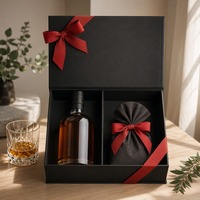 Boîte cadeau magnétique à rabat noir mat personnalisée avec nœud en ruban rouge, pliable, vente en gros, directement de l'usine pour la vente au détail