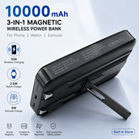 Banque d'alimentation sans fil magnétique 3-en-1 personnalisée de haute qualité 10000 mAh pour téléphone Chargeur sans fil