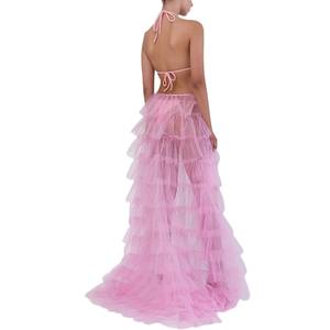 Robe de bal <span class=keywords><strong>Tutu</strong></span> en mousseline de soie au crochet pour femmes robe Maxi <span class=keywords><strong>jupe</strong></span> longue décontractée transparente couches à volants fente maille mariages à séchage rapide - Product Image 5