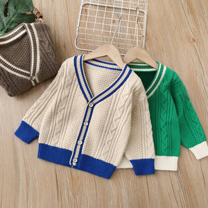 Cardigan pour enfants à manches longues, couleur unie, tricot, vêtements pour bébé, chandails chauds pour filles - Product Image 1