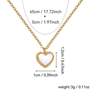 Collar <span class=keywords><strong>con</strong></span> Colgante en Forma de Corazón de Moda de Lujo Ligero para Mujer, <span class=keywords><strong>Hecho</strong></span> de Acero Inoxidable Chapado en Oro de 18K, en un Estilo Lindo - Product Image 4
