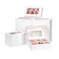Boîte à pâtisserie, emballage pour gâteaux et desserts, fenêtre transparente, carton blanc, boîtes en papier personnalisables pour emballage de cadeaux, boîte en carton