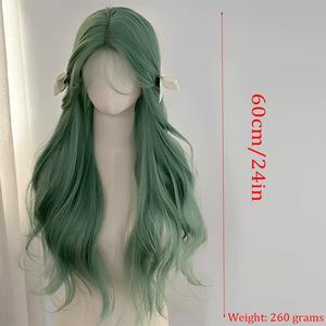 Peluca Verde Menta para Mujer, Ondulada, Natural, Larga y Rizada, Fibra Sintética, Cobertura Completa - Product Image 5