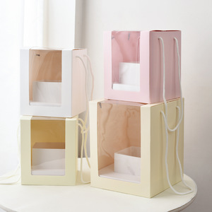 Caja de Embalaje Creativa para Flores con Ventana Transparente de PVC y Asa, para Regalos, Pasteles, Dulces, Juguetes, Proveedor Mayorista - Product Image 3