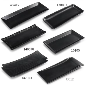 Set di Piatti per Sushi in Melamina Stile Giapponese, Piatto per Salse Infrangibile per Ristorante, Piatto per Antipasti, Piatto Rettangolare Nero per Servire Sushi - Product Image 4
