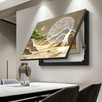 Boîte à compteur électrique en porcelaine de cristal de paysage de luxe moderne, interrupteur d'alimentation, cache-mur, décoration murale, peinture suspendue avec horloge