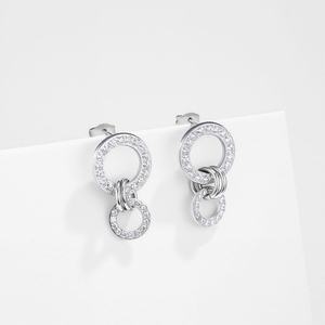 Boucles d'oreilles pendantes en acier inoxydable plaqué or/argent, tendance et très vendues, pour femme, idéales pour mariage et soirée romantique - Product Image 3