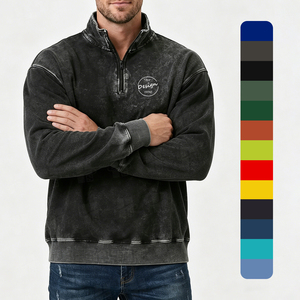 Custom Wholesale High Quality Oversized <b>Fleece</b> Hooded Lightweight Custom Logo <b>Black</b> Heavyweight Quarter Zip Winter Print - Product Image 1