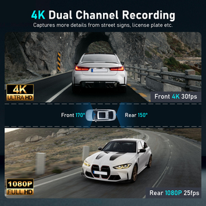 ADINKAM 4K Car DVR Cámara de salpicadero delantera y trasera con visión nocturna y control de voz Black Box Video Recorder para una conducción segura - Product Image 3