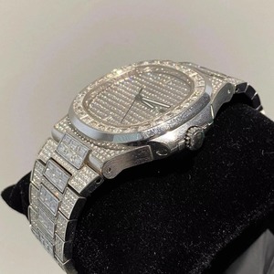 Montre automatique en acier inoxydable personnalisée, style hip-hop, entièrement sertie de diamants, testée au diamanttesteur - Product Image 3
