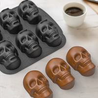 Moule à gâteau en forme de crâne d'Halloween 3D, moule en silicone de qualité alimentaire sans BPA, résistant à la chaleur, antiadhésif, pour fêtes d'anniversaire, chocolat, bonbons