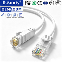 Kabel Ethernet Cat6A Super Tipis 10Gbps 32AWG Tembaga Bebas Oksigen RJ45 Patch Lead CE RoHS untuk Rak Pusat Data