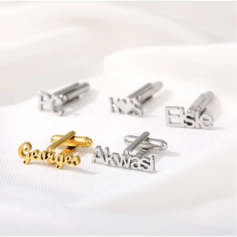 Custom Cufflinks for Groom Stainless Steel Men's Initials Cufflinks Personalized Wedding Best Man Jewelry Gift