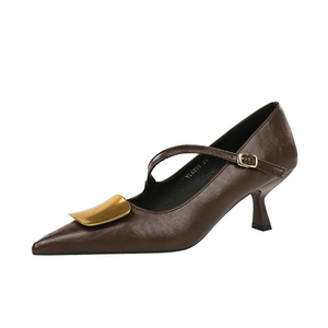 Wholesale Women Office Heels Shoes Pointed Toe Ankle Strap <b>Pumps</b> for Business Plus Size Italy Style - Product Image 2