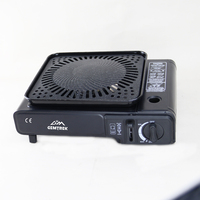 Réchaud de camping portable au gaz butane, barbecue carré, poêle antiadhésive, ensemble de cuisson en métal, étui de transport coupe-vent, cuisine extérieure, pique-nique