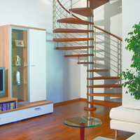 Escalier d'hôtel en acier et bois, design contemporain en métal, escalier droit intérieur, colonne centrale