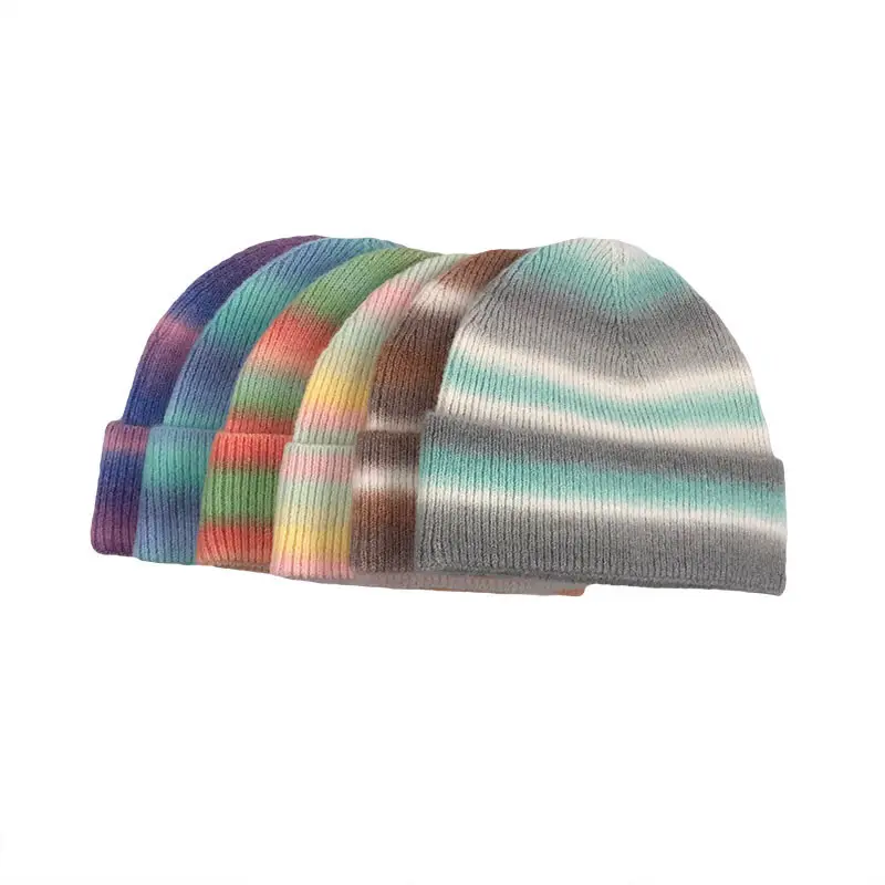 Wholesale Promotional Winter Warm Hat Hot Selling Jacquard Acrylic Knit Cuffed Beanie Hat Cap For Men Women