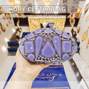 Women's Luxury Party <b>Clutch</b> Bag New Style Wedding Bridal Evening Bag Crystal Glass Rhinestone Square Handmade Purse Tanjing - Product Image 2