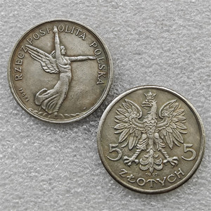 Pièces de monnaie commémoratives de style antique, 5 zlotych de Pologne, 1927, 1928, 1930, 1931, 1932, cadeaux, décoration de la maison - Product Image 1