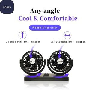 CARFU Double <b>Head</b> Adjustable Usb Degree Rotating Usb Dc12v/24v Car Cooling <b>Fan</b> - Product Image 2