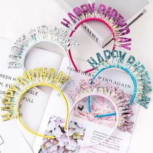 Happy Birthday Glitter <b>Headband</b> Colorful Plastic Party Headdress Unisex Birthday Decor - Product Image 1
