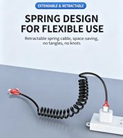 Cable de Carga Rápida USB Retráctil 3 en 1 con Resorte Enrollado, Cable Elástico de PVC para Cargador de Teléfono para Automóvil, Compatible con iPhone, Tipo-C y Micro USB