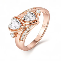925 bijoux de mariage pour femmes bague de promesse classique Double Zircon en forme de coeur coupe classique rétro Design bague exquise pour femmes
