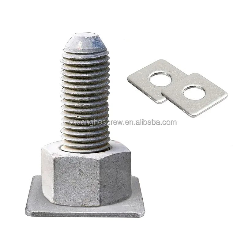 0.5" x 2" x 2" x 0.19" Galvanized Square Washers Heavy Duty Steel Gasket Flat Washers Nut Fastener Hardware Flat Pad Spacer