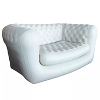 Canapé gonflable Chesterfield blanc de luxe, imperméable, double chaise longue gonflable pour le camping en plein air et les événements, salon
