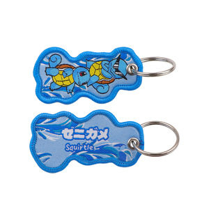2026 Hot New POKE Monster Custom Wholesale Woven Fabric Double Side Motorcycle Anime logo Cartoon Jet Tags Embroidery Keychain - Product Image 6