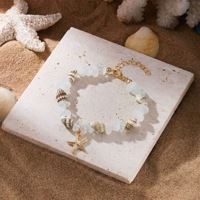 Bracelet perlé tendance avec pendentif étoile de mer fait main pour femme et fille, style bohème, idéal pour la plage, les voyages ou comme cadeau.