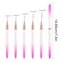 Ensemble professionnel de 5 pinceaux à ongles en métal avec manche métallique, outils de manucure pour la sculpture florale et la peinture sur ongles