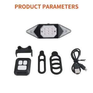 Feu arrière de vélo intelligent à télécommande en ABS, fixation sur tige de selle, 4 LED bleues, 5 LED rouges, 30 LED jaunes SMD, 6 options de clignotants, recharge USB, IPX4 - Product Image 2