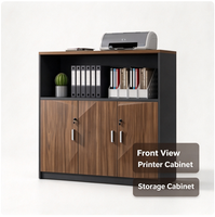 Armoire de rangement de bureau moderne en bois avec portes verrouillables et étagère ouverte, support d'imprimante pour le rangement de fichiers à domicile