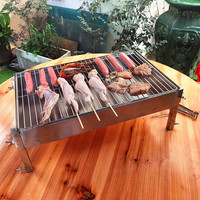 Barbecue au charbon de bois entièrement en acier inoxydable avec rotation automatique, 11 brochettes, moteur à vitesse variable et ventilateur électrique pour barbecue