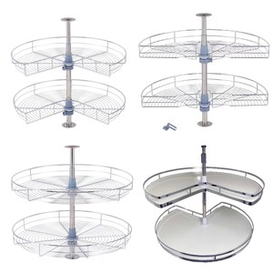 Modern 180 Degree Revolving Swivel Baskets Kitchen Cabinet Storage <strong>Lazy</strong> <strong>Susan</strong> <strong>Pull</strong> <strong>out</strong> In-Cabinet Installation - Product Image 5