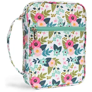 Travel portable cover Premium women floral pattern book case purse bible cover with zipper
