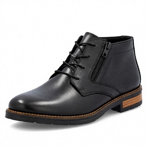 Botas de Tobillo con Cordones y Cremallera para Hombre, de Cuero Genuino, Punta Redonda, Suela de Goma Antideslizante, para Todas las Temporadas, Estilo Robusto, Personalización OEM - Product Image 1