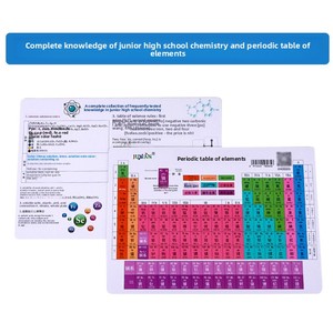 Cartes de l'annuaire périodique des éléments chimiques avec sangles épaisses et imperméables, Pinyin sur les deux côtés, liste complète des éléments chimiques - Product Image 1