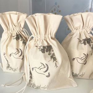 High Quality Custom Logo Printing Natural Color Cotton <b>Drawstring</b> Bag Reusable Jewelry Packaging <b>Pouch</b> - Product Image 1