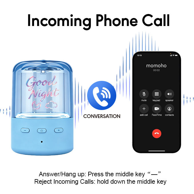 Mini Speaker DIY Erasable Message Panel Recording Handsfree Call RGB ...