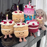 Peluche Gâteau Crème Cerise Rose Ultra Douce, Poupée en Tissu, Accessoire Photo pour Anniversaire, Coton PP, Cadeau pour Enfants